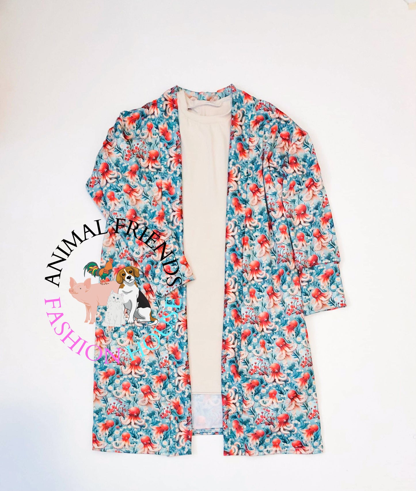 Octopus Duster and Solid TShirt Dress